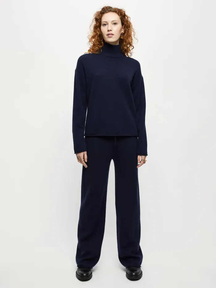 Jigsaw Knitwear and Cashmere Women Merino Cashmere Turtle Jumper Blue