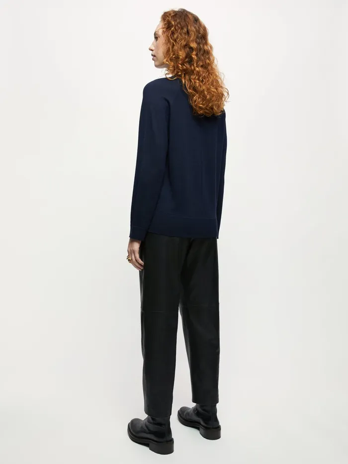 Jigsaw Knitwear and Cashmere Women Merino V Neck Slouchy Jumper Blue