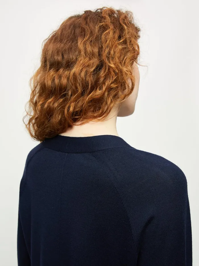Jigsaw Knitwear and Cashmere Women Merino V Neck Slouchy Jumper Blue