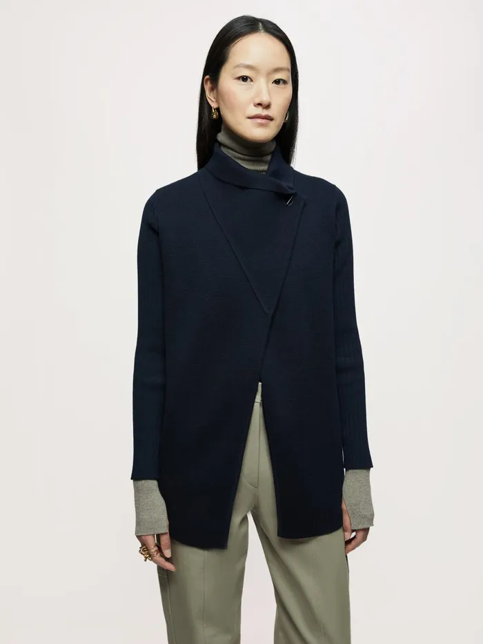 Jigsaw Knitwear and Cashmere Women Milano Ring Cardigan Blue