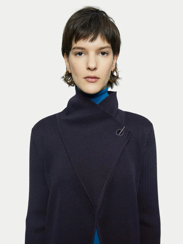 Jigsaw Knitwear and Cashmere Women Milano Ring Short Cardigan Blue