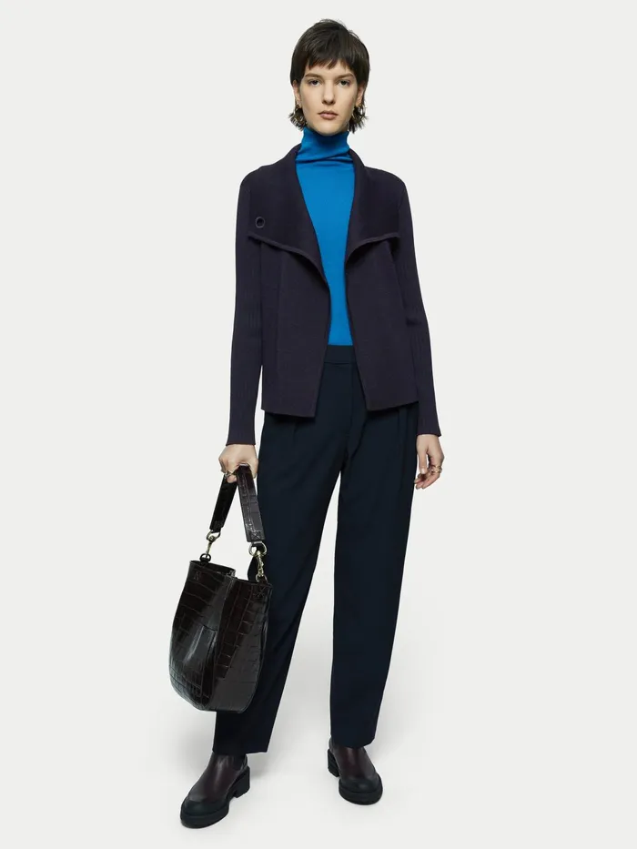 Jigsaw Knitwear and Cashmere Women Milano Ring Short Cardigan Blue