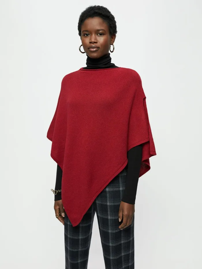 Jigsaw Knitwear and Cashmere Women Open Poncho Wool Cashmere Red