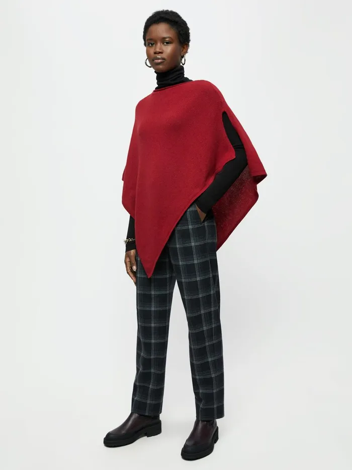 Jigsaw Knitwear and Cashmere Women Open Poncho Wool Cashmere Red