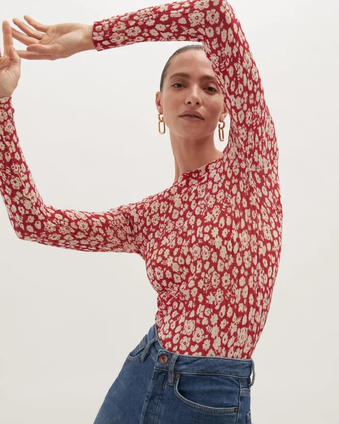 Jigsaw Knitwear and Cashmere Women Primrose Plisse Rib Jumper Red