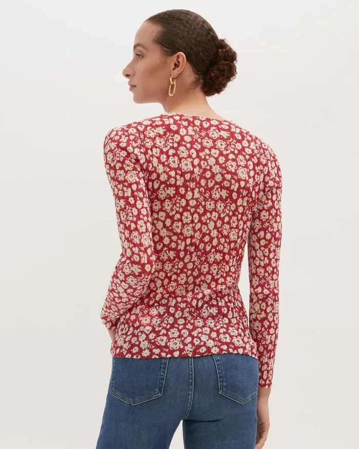 Jigsaw Knitwear and Cashmere Women Primrose Plisse Rib Jumper Red