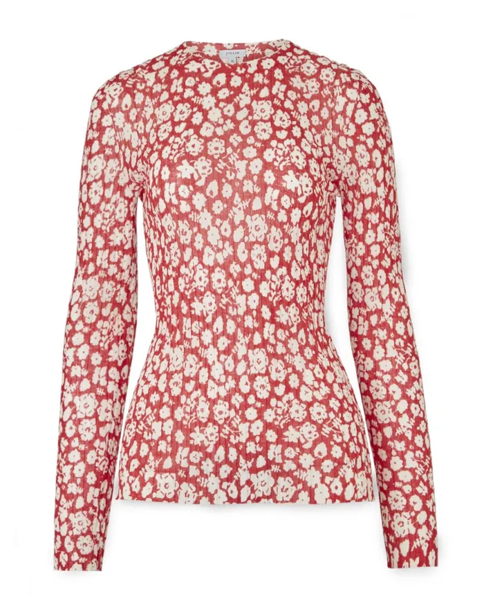 Jigsaw Knitwear and Cashmere Women Primrose Plisse Rib Jumper Red