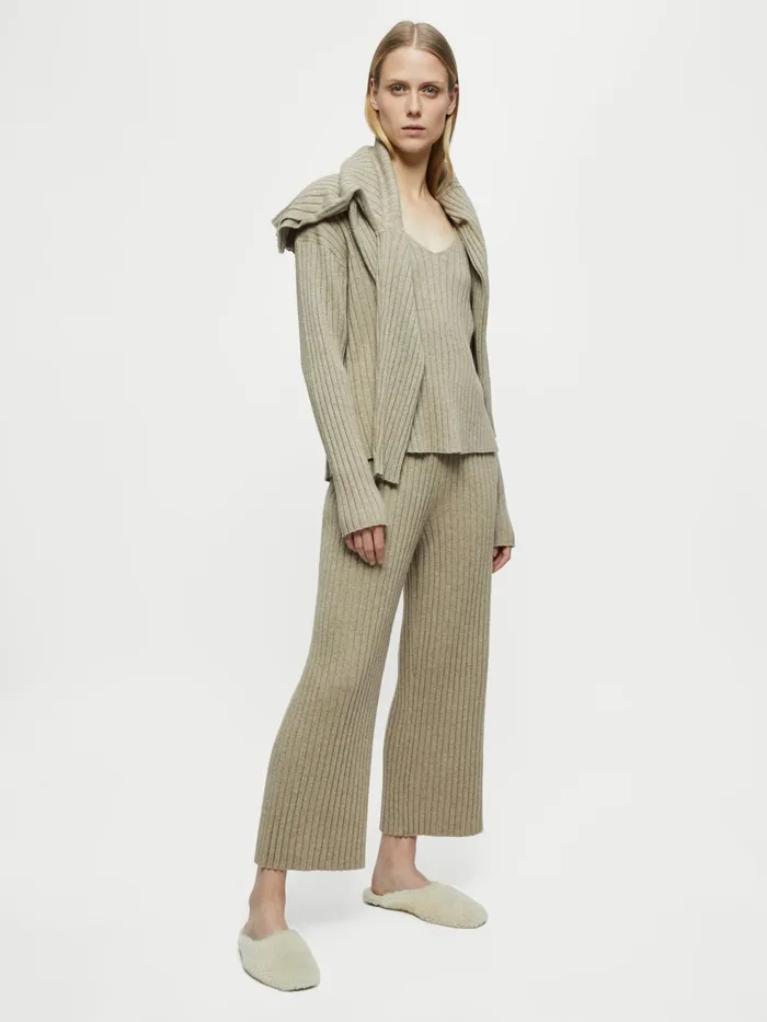 Jigsaw Knitwear and Cashmere Women Wool Blend Rib V Jumper Brown