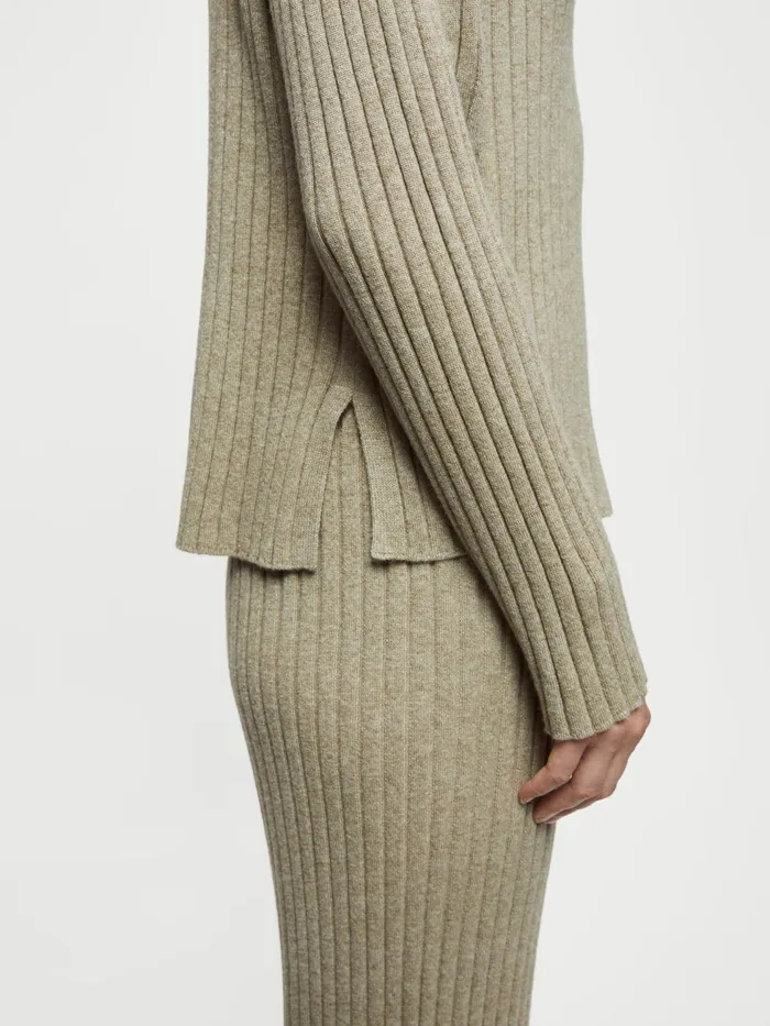 Jigsaw Knitwear and Cashmere Women Wool Blend Rib V Jumper Brown