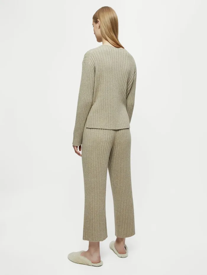 Jigsaw Knitwear and Cashmere Women Wool Blend Rib V Jumper Brown