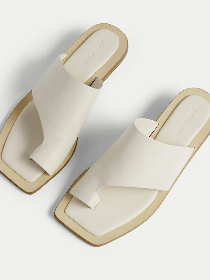 Jigsaw Shoes and Sandals Women Delta Toe Post Leather Mule White
