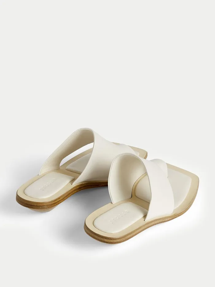 Jigsaw Shoes and Sandals Women Delta Toe Post Leather Mule White