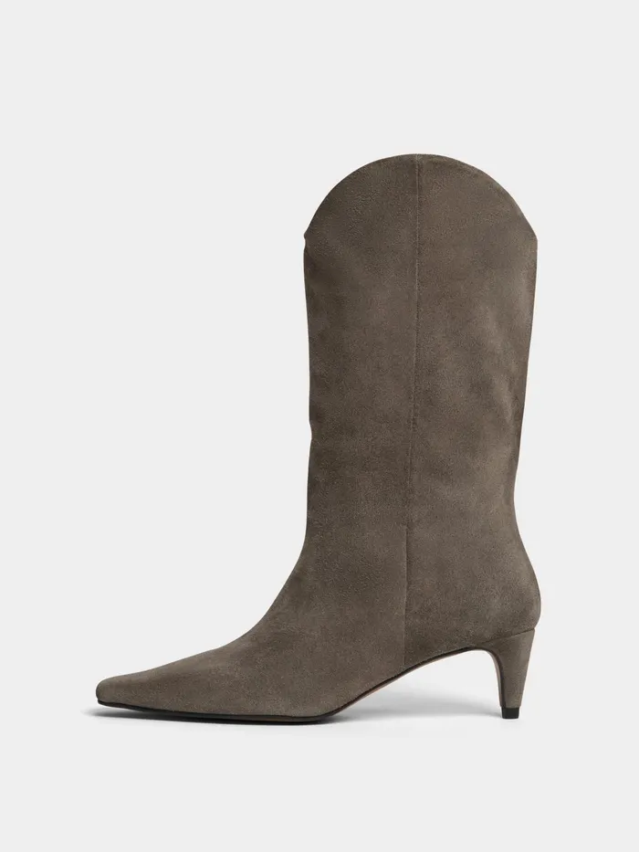 Jigsaw Shoes and Sandals Women Gwen Suede Western Slouch Boot Cream