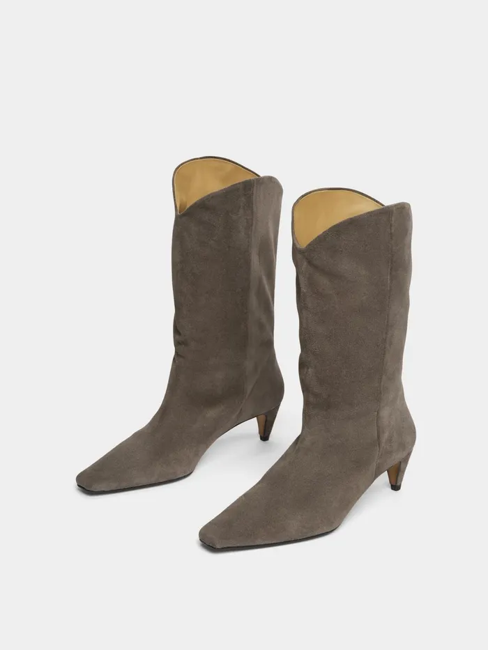 Jigsaw Shoes and Sandals Women Gwen Suede Western Slouch Boot Cream