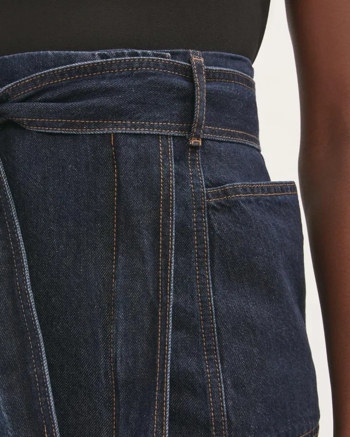 Jigsaw Skirts Women Denim Belted Midi Skirt Blue
