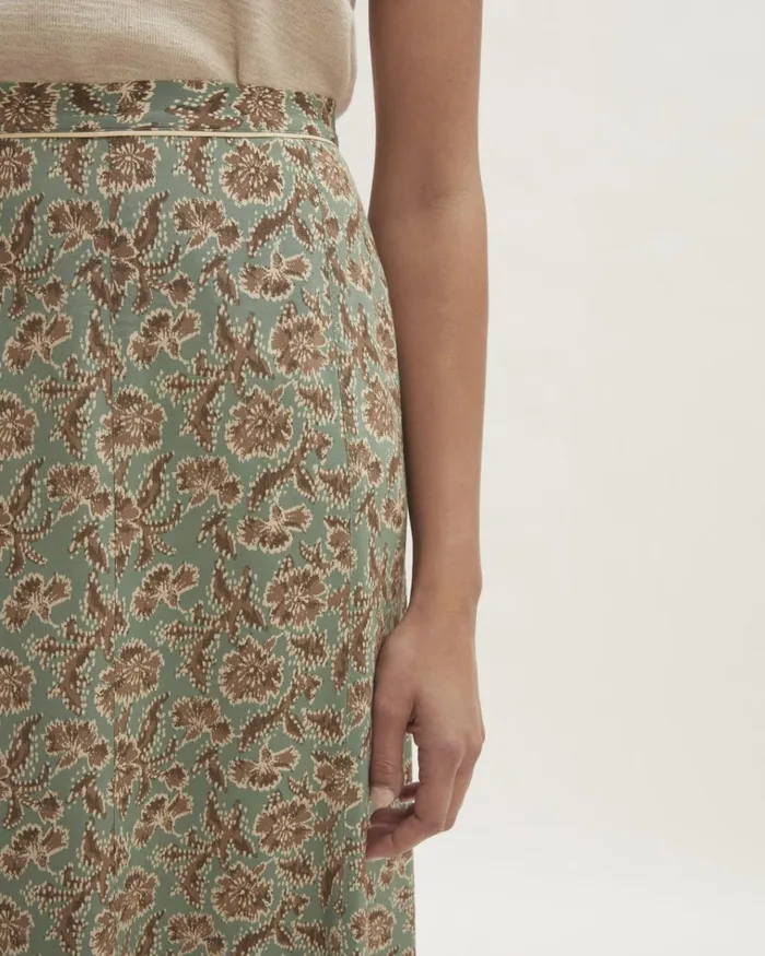 Jigsaw Skirts Women Floral Brocade Midi Skirt Green