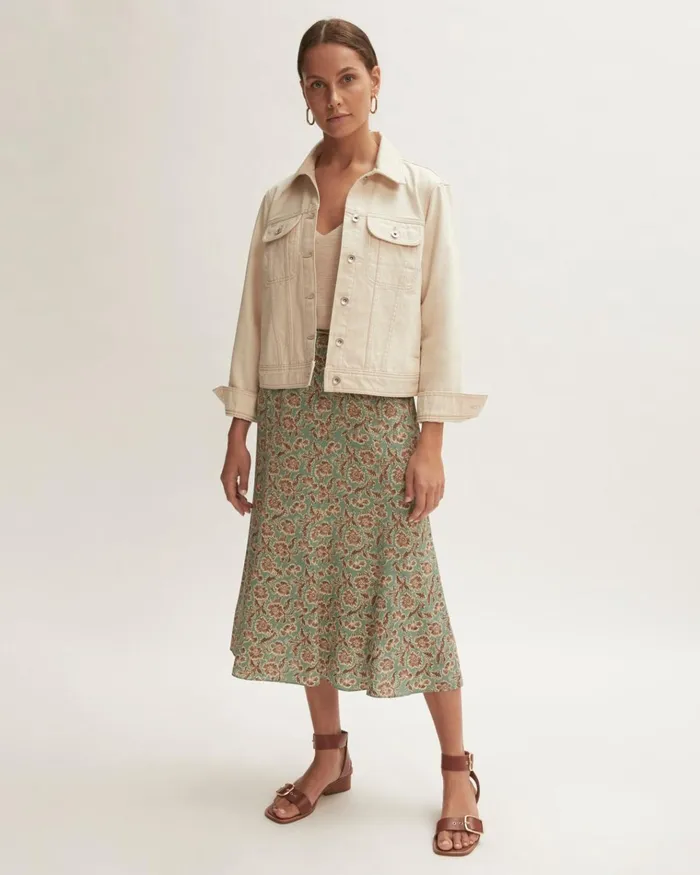 Jigsaw Skirts Women Floral Brocade Midi Skirt Green