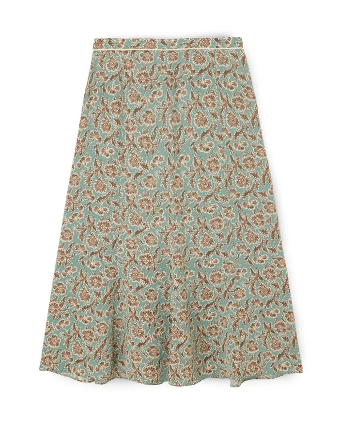 Jigsaw Skirts Women Floral Brocade Midi Skirt Green