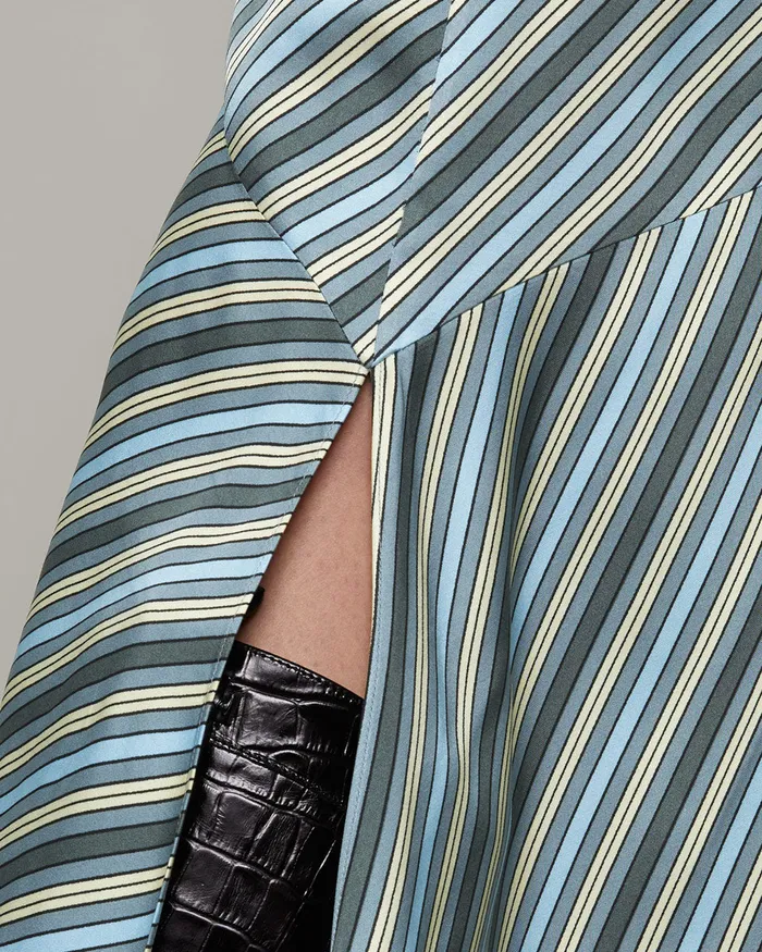 Jigsaw Skirts Women Multi Stripe Handkerchief Midi Skirt Blue