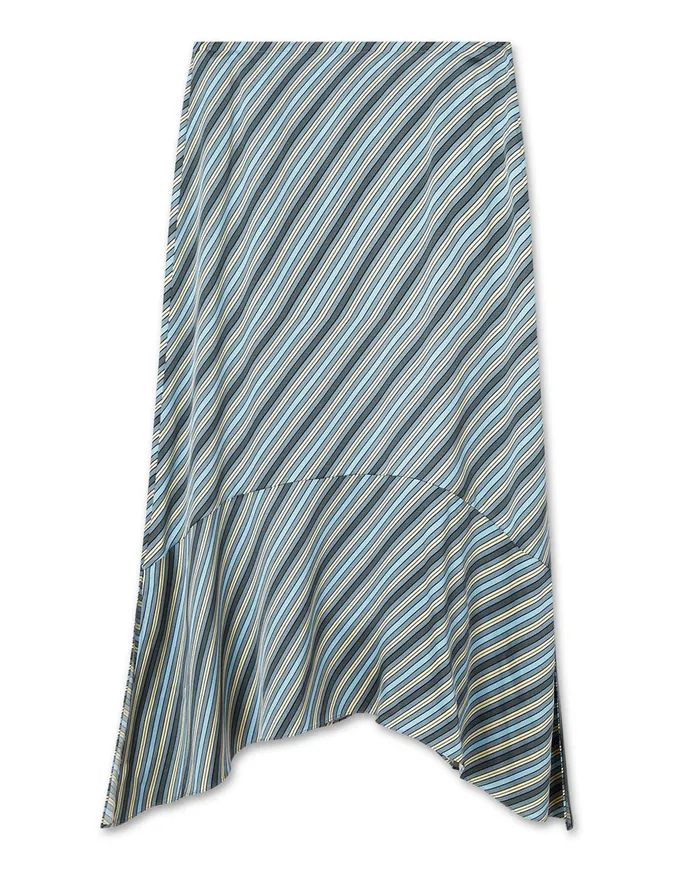Jigsaw Skirts Women Multi Stripe Handkerchief Midi Skirt Blue