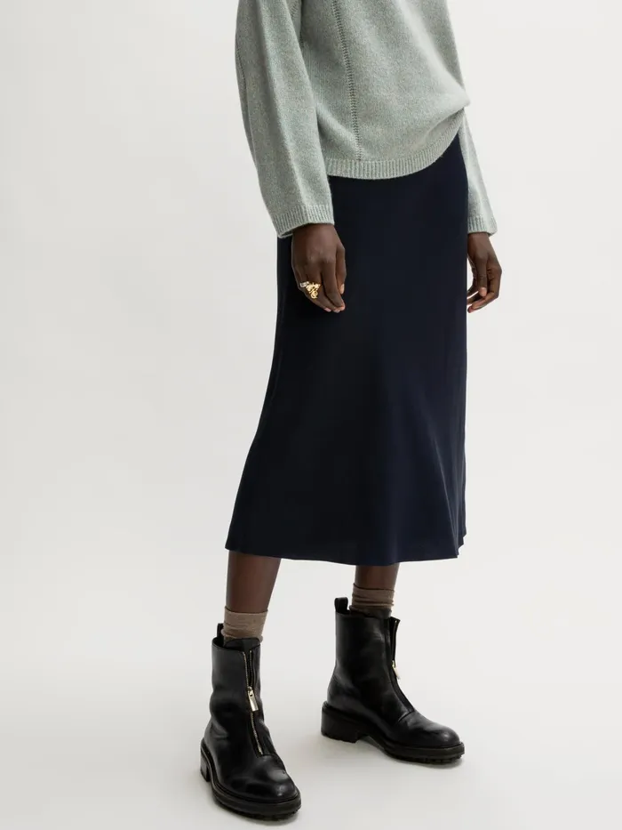 Jigsaw Skirts Women Satin Bias Midi Slip Skirt Blue