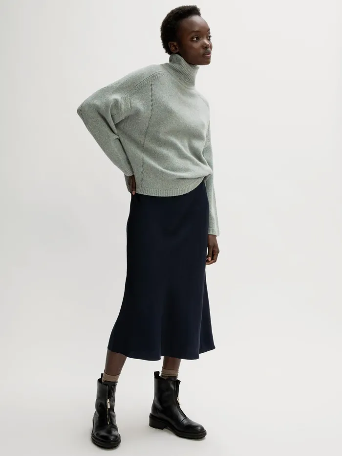 Jigsaw Skirts Women Satin Bias Midi Slip Skirt Blue