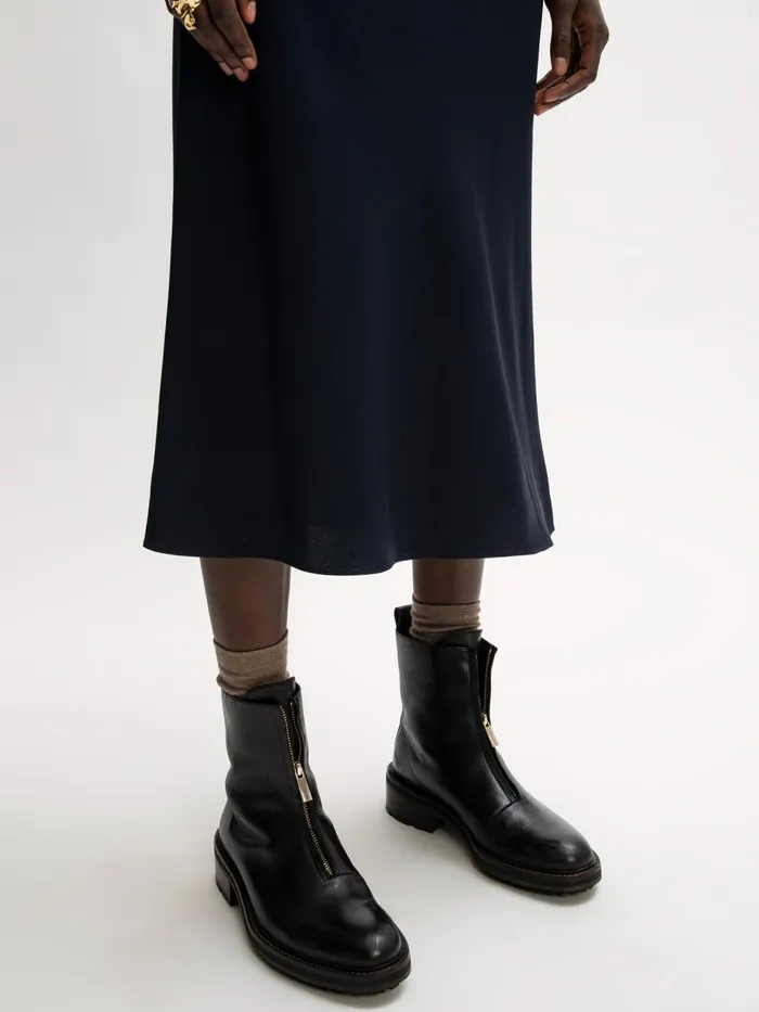 Jigsaw Skirts Women Satin Bias Midi Slip Skirt Blue