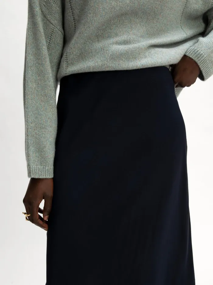 Jigsaw Skirts Women Satin Bias Midi Slip Skirt Blue