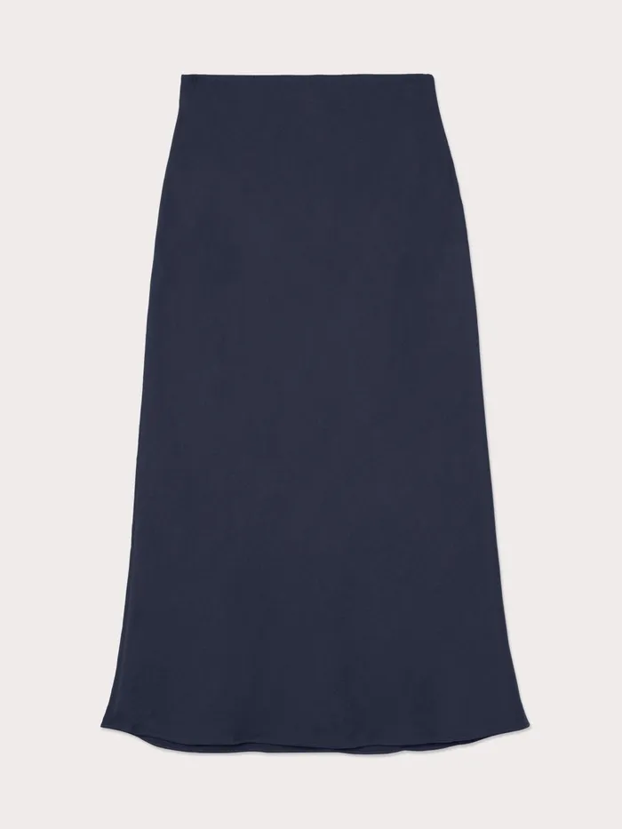 Jigsaw Skirts Women Satin Bias Midi Slip Skirt Blue