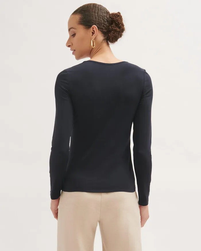 Jigsaw Tshirts Women Double Front Scoop Tee Blue
