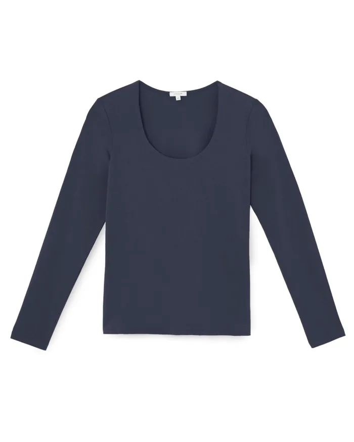 Jigsaw Tshirts Women Double Front Scoop Tee Blue