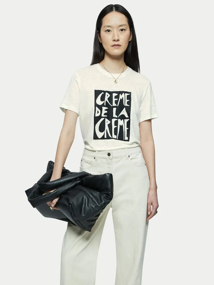 Jigsaw Tshirts Women Linen Creme De La Creme Tee Cream