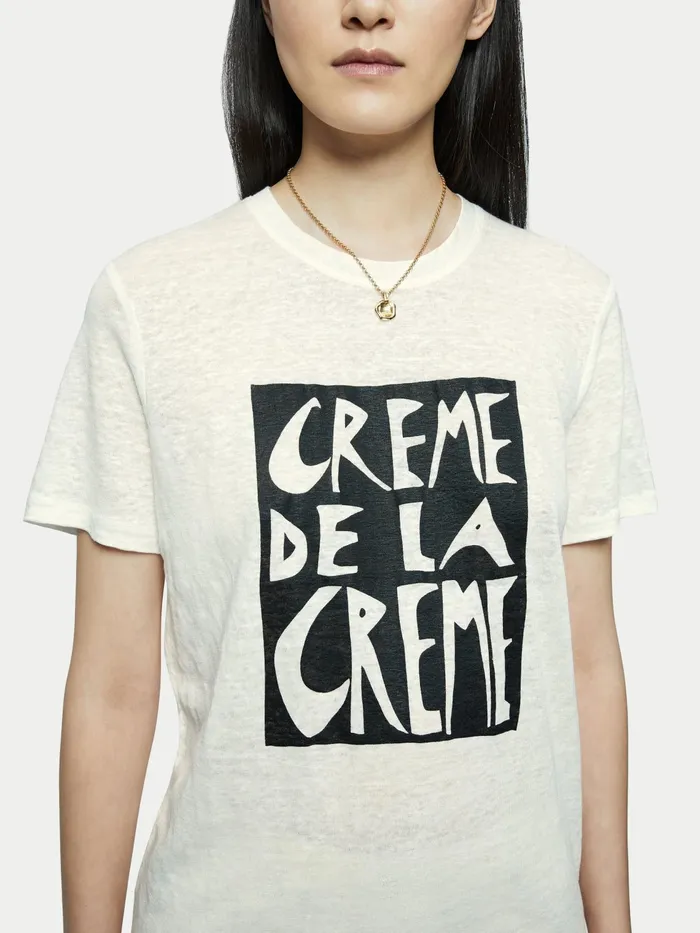 Jigsaw Tshirts Women Linen Creme De La Creme Tee Cream