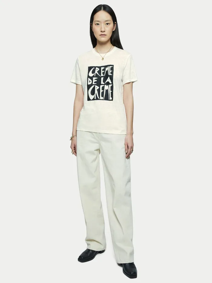Jigsaw Tshirts Women Linen Creme De La Creme Tee Cream