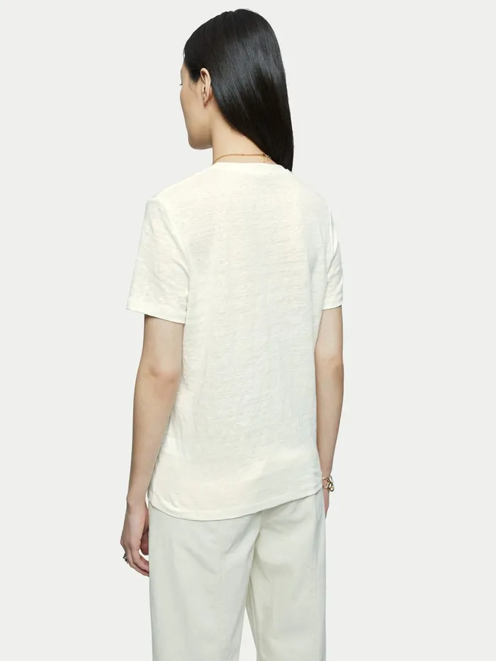 Jigsaw Tshirts Women Linen Creme De La Creme Tee Cream