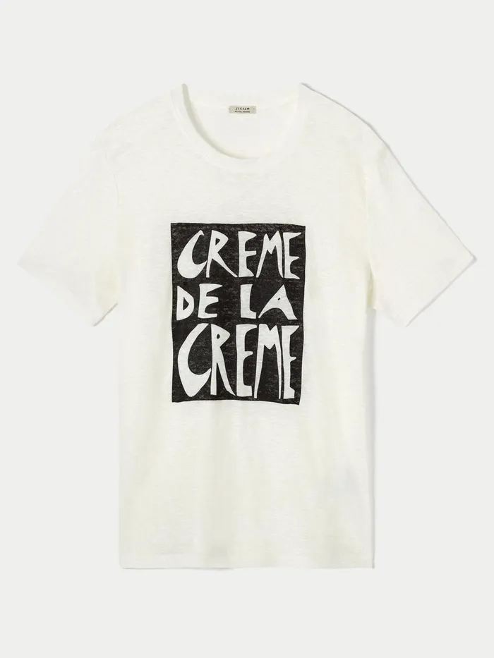 Jigsaw Tshirts Women Linen Creme De La Creme Tee Cream