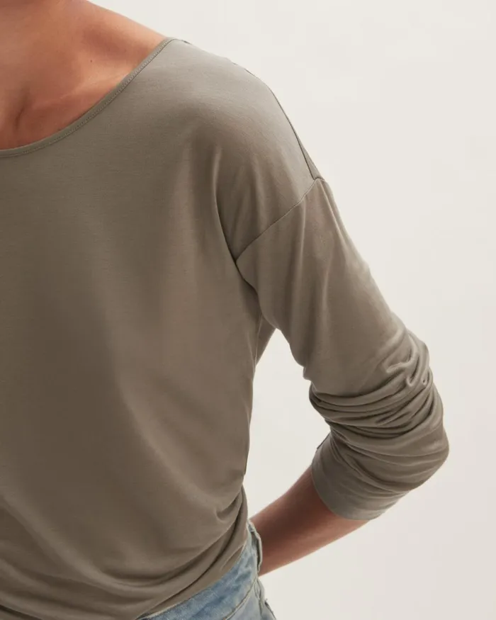 Jigsaw Tshirts Women Lyocell Long Sleeve Tee Grey