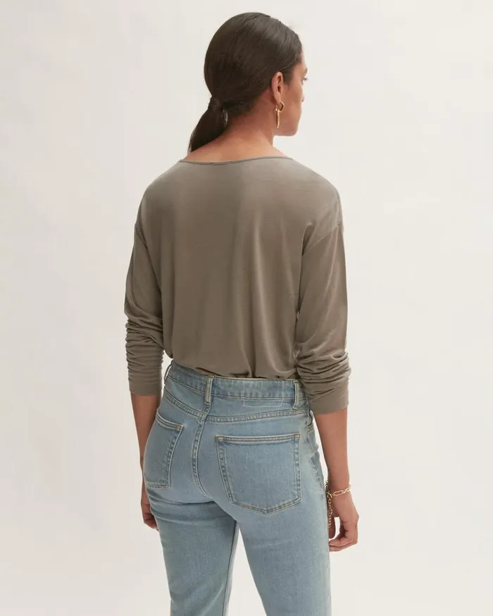 Jigsaw Tshirts Women Lyocell Long Sleeve Tee Grey