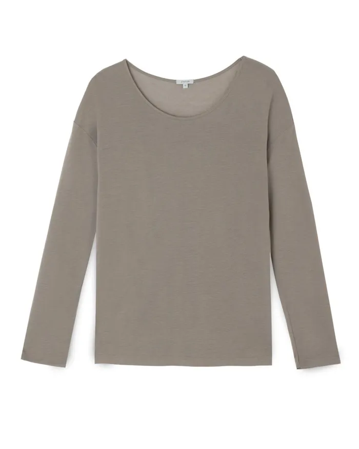 Jigsaw Tshirts Women Lyocell Long Sleeve Tee Grey