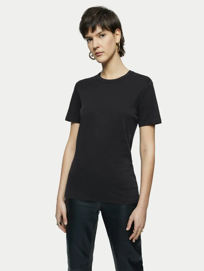 Jigsaw Tshirts Women Sueded Jersey Short Sleeve Tee Black