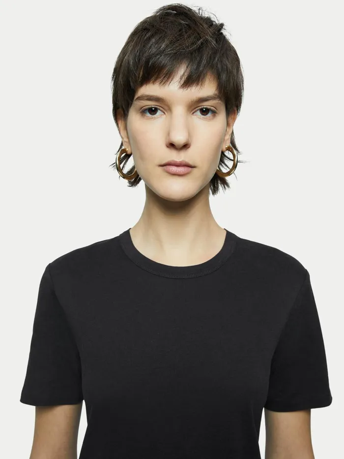Jigsaw Tshirts Women Sueded Jersey Short Sleeve Tee Black