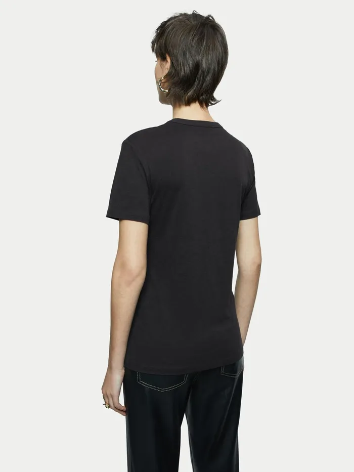 Jigsaw Tshirts Women Sueded Jersey Short Sleeve Tee Black