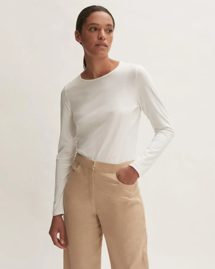 Jigsaw Tshirts Women Supima Cotton Long Sleeve Tee White