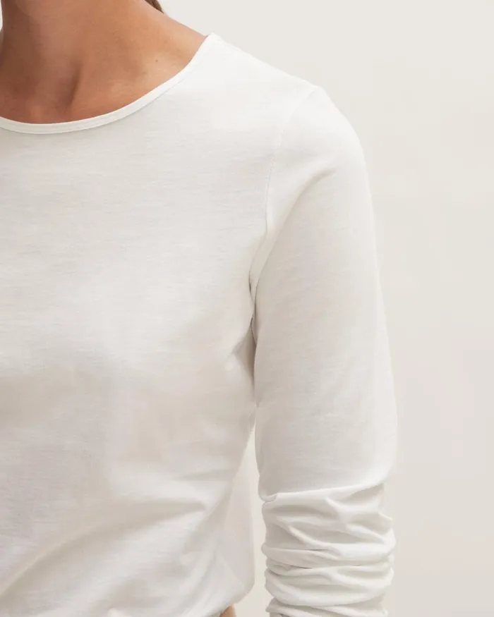 Jigsaw Tshirts Women Supima Cotton Long Sleeve Tee White