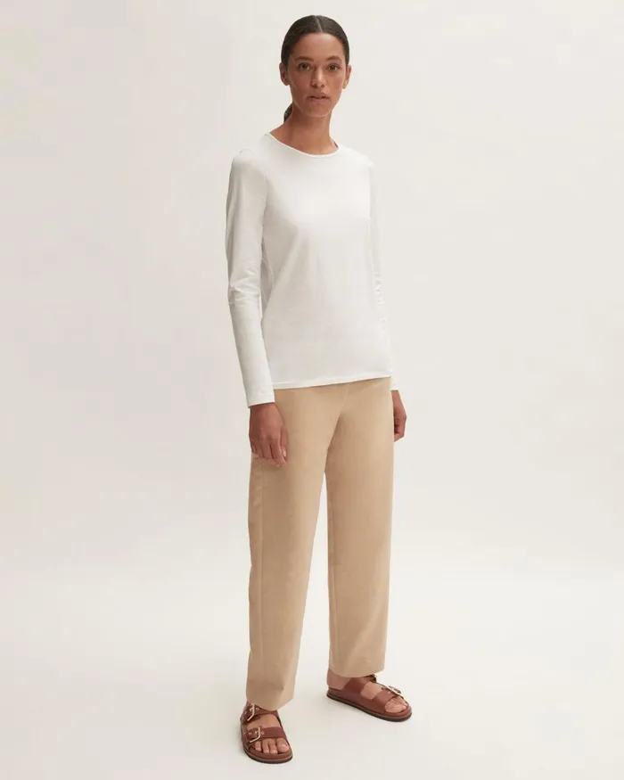 Jigsaw Tshirts Women Supima Cotton Long Sleeve Tee White