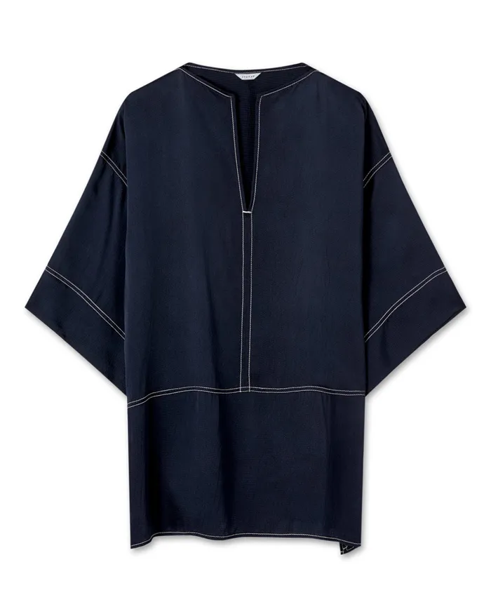 Jigsaw Tops Women Hammered Satin Tunic Top Blue