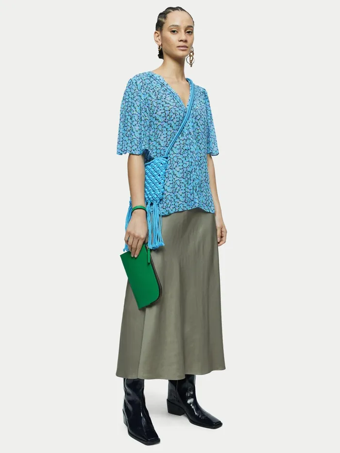 Jigsaw Tops Women Hydrangea Crinkle Top Blue
