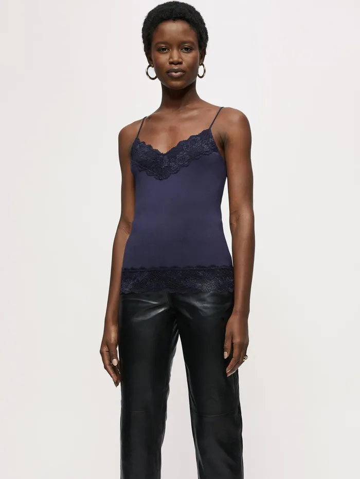 Jigsaw Tops Women Modal Lace Vest Blue