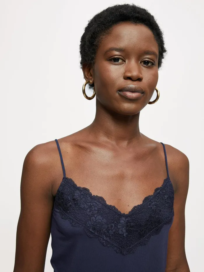 Jigsaw Tops Women Modal Lace Vest Blue
