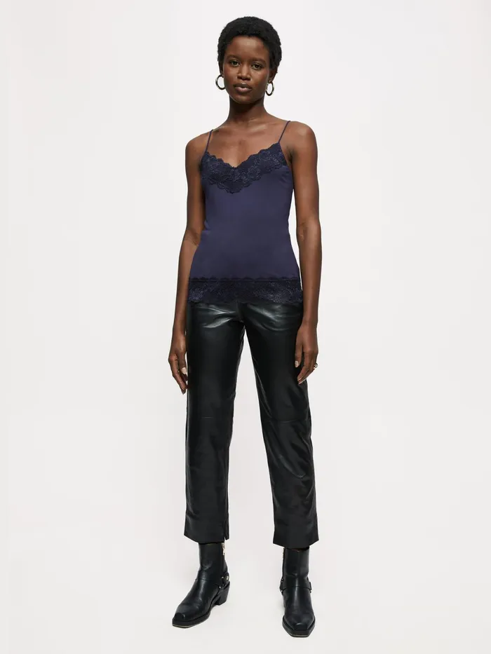 Jigsaw Tops Women Modal Lace Vest Blue